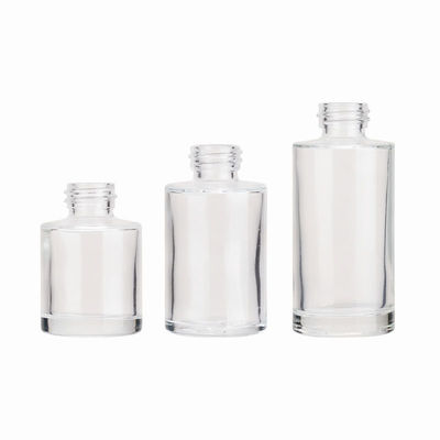 Simple Round Glass Foundation Bottle with Free Samples Transparent Glossy Finish